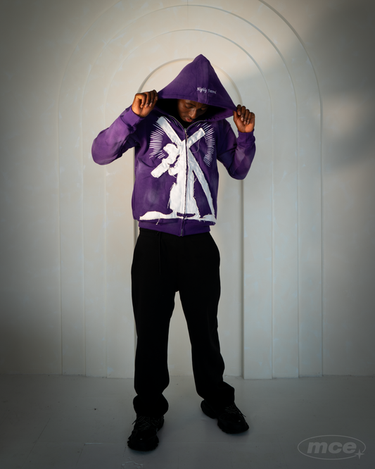 Marked By The Cross Zip-Up Hoodie - PURPLE