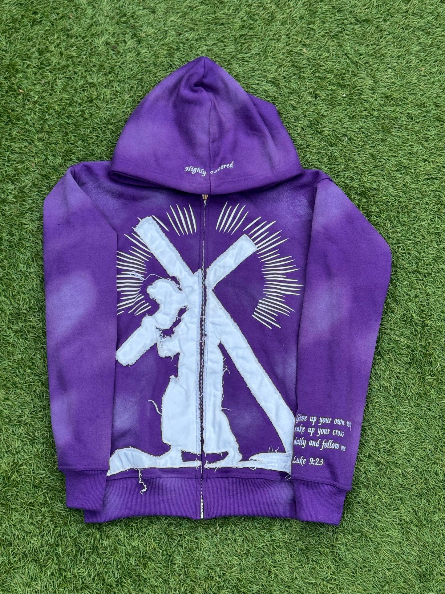 Marked By The Cross Zip-Up Hoodie - PURPLE