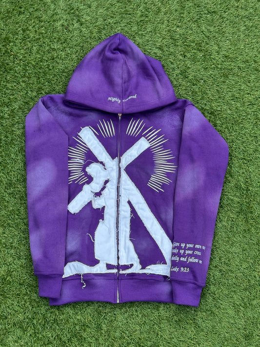 Marked By The Cross Zip-Up Hoodie - PURPLE