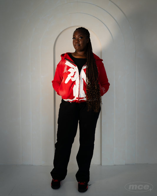 Marked By The Cross Zip-Up Hoodie - RED